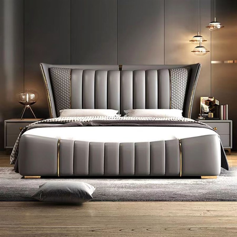高档婚床轻奢真皮床大小户型现代简约主卧双人床1.R5米1.8米网红