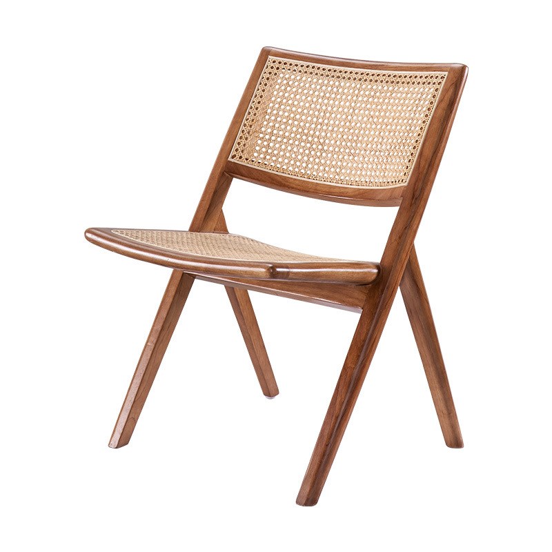 北欧实木单人沙发椅简约现代休闲阳台藤R编白蜡木懒人躺椅