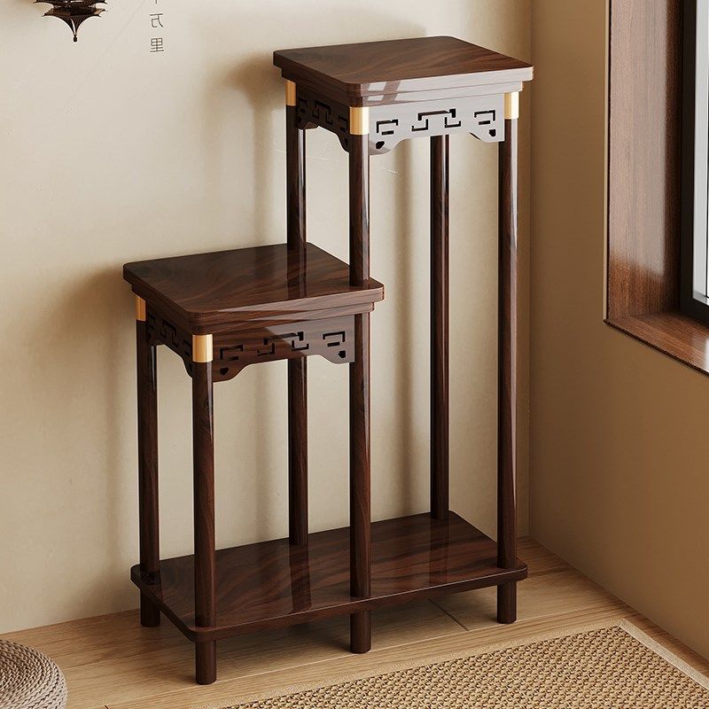 中式实木花架子2024新款客厅多层落地F花台2024新款阳台摆件置物