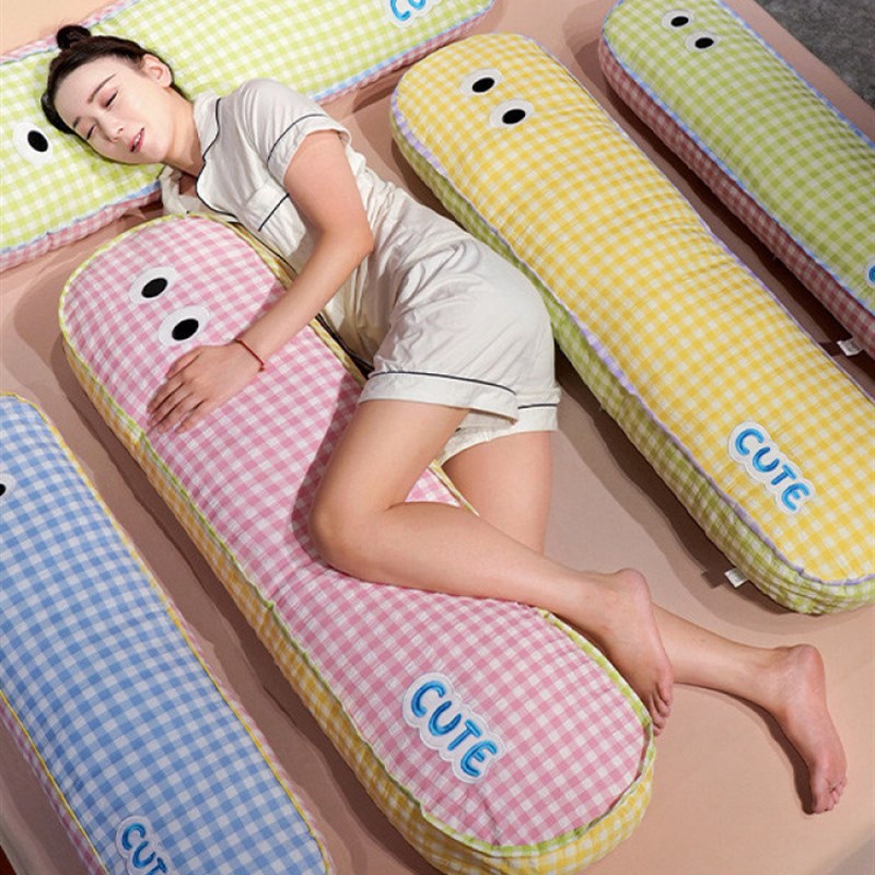 多巴胺长条抱枕格子n长条枕飘窗床头靠垫软垫女生宿舍抱睡夹腿枕