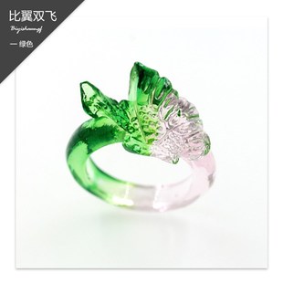 满百包邮古法琉璃k个性梦幻新款化做蝴蝶比翼双飞琉璃戒指指环复