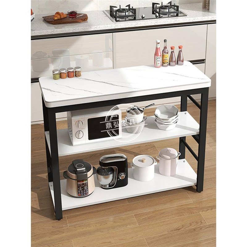 岩板厨房置物架切菜桌落地多x层家用操作台微波炉烤箱收纳架储物