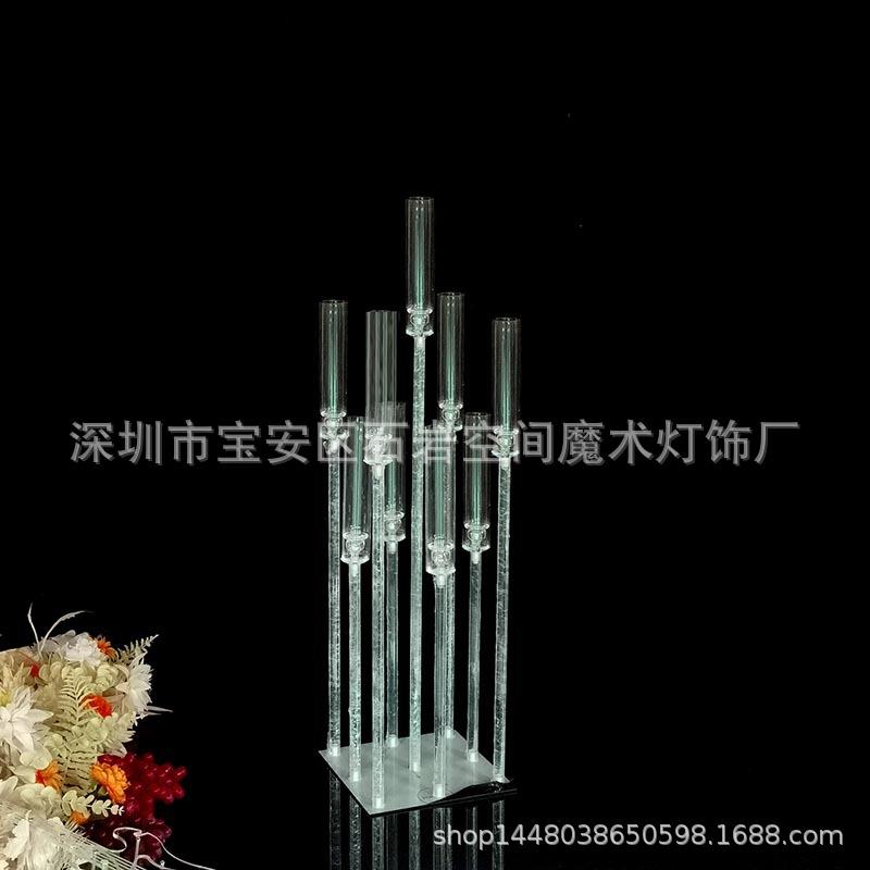 跨境2022年新款婚庆烛台多头亚克力立柱道具婚礼堂场地布置烛台