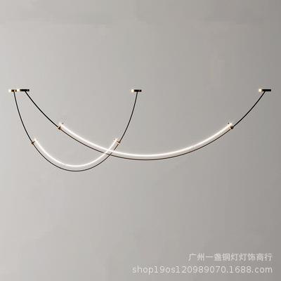 2023设计师线条餐厅灯现代简约个性客厅吧台展厅样板间装饰吊灯