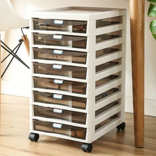 高档轮可移动收纳柜子抽屉式带美甲置物化妆台桌文件整理下夹缝储