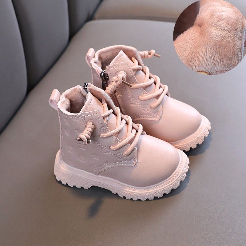 女童马丁靴1-3岁2二棉鞋4加绒女宝宝鞋子秋冬季5保暖婴幼儿学步鞋