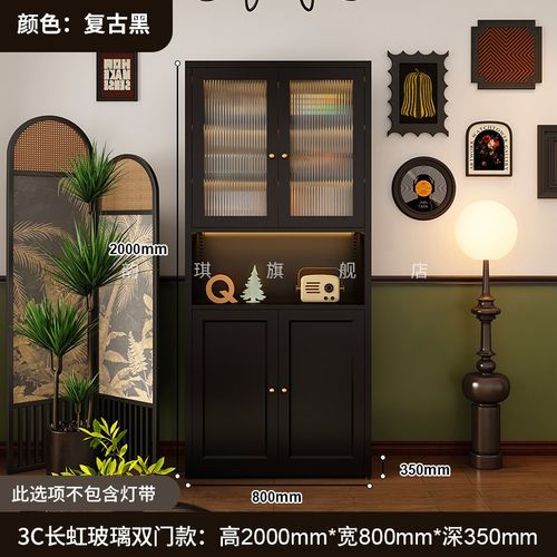 网红书柜带玻璃门落地家用组合客厅防尘置物柜儿童书架柜子展示柜