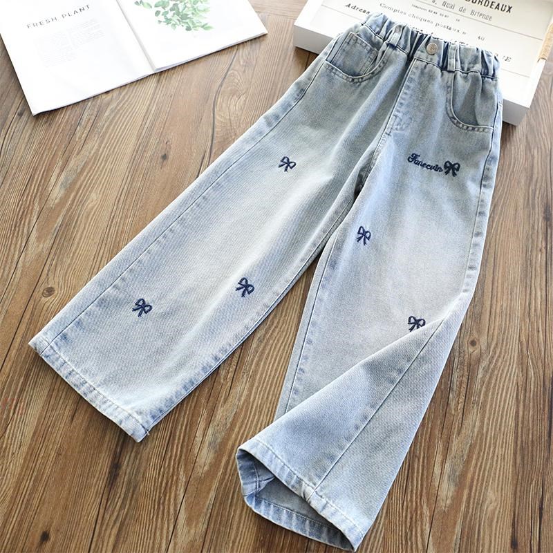 女童直筒牛仔裤春秋款2025春季新款洋气童装宽松百搭休闲运动长裤