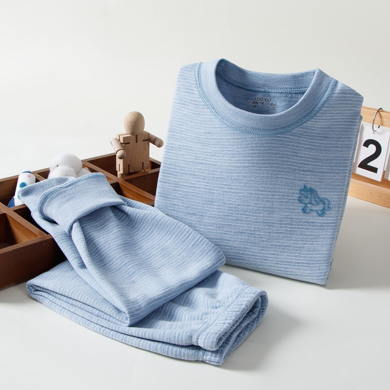 秋冬男女童圆领发热衣裤德绒家居服打底秋衣卫生裤儿童长袖睡衣