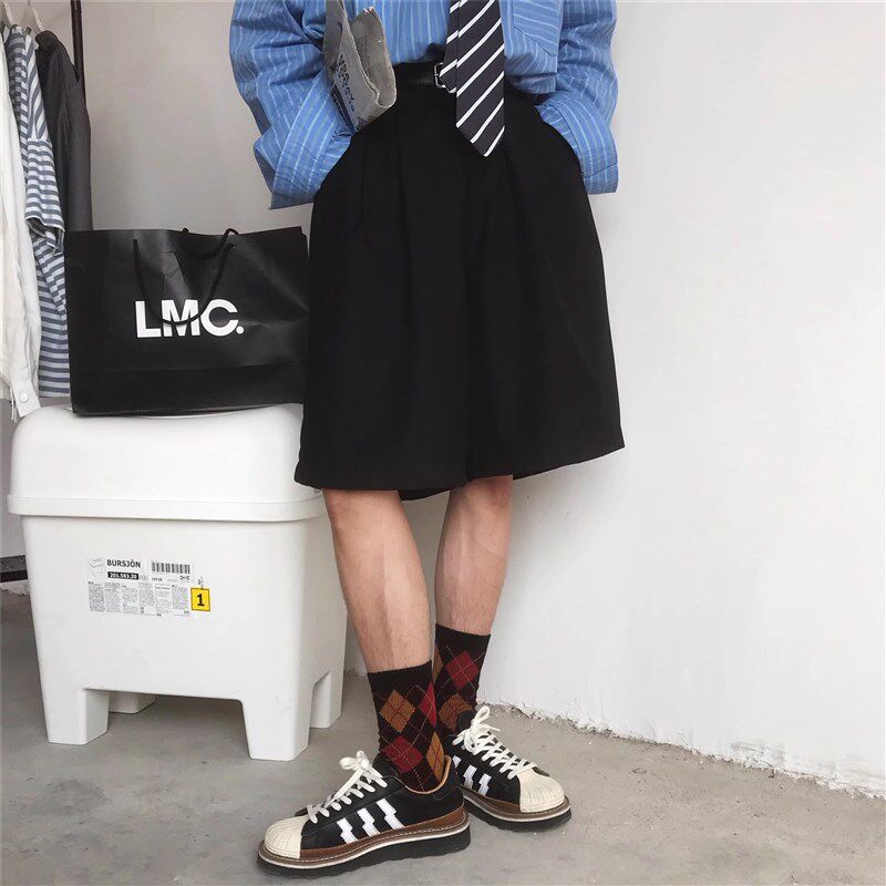 夏纯色西装五分裤男女宽松高腰百搭短裤复古宽松阔腿港风休闲西裤,男装,短裤,淘宝优惠券,粉丝福利购,淘宝优惠卷