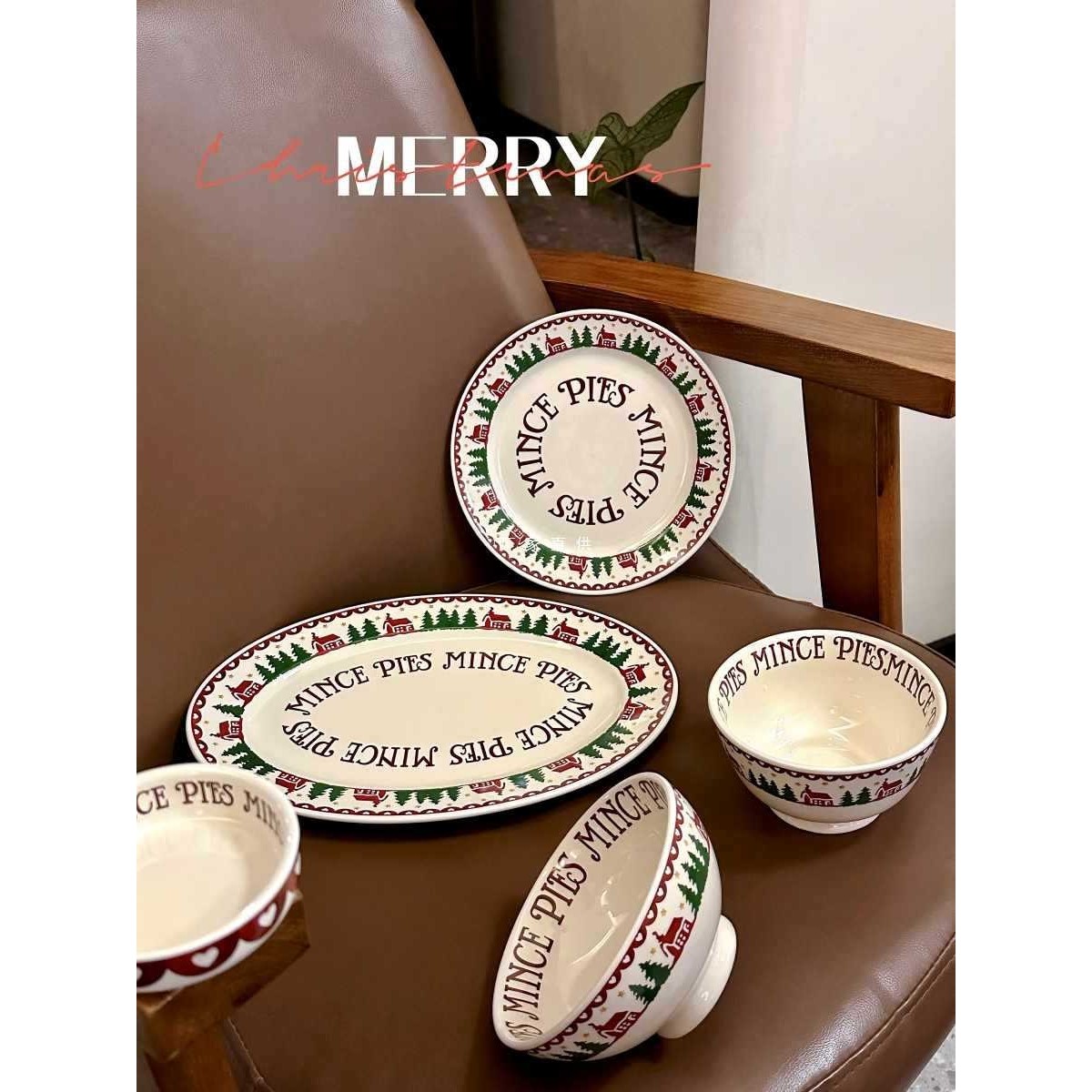 冬季氛围感新年圣诞风陶瓷餐盘米饭碗沙拉碗甜品盘子大汤碗马,餐饮具,盘,淘宝优惠券,粉丝福利购,淘宝优惠卷