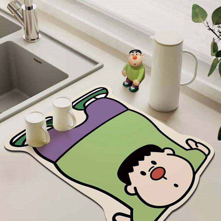 胖虎厨房台面沥水垫硅藻泥吸水垫桌面餐桌垫饮水机咖啡机防水杯垫