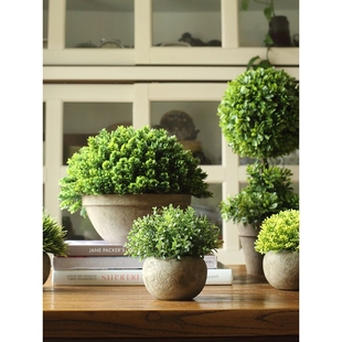 绿植盆栽小型假花草球摆件客厅餐桌装饰造景盆花桌面摆设