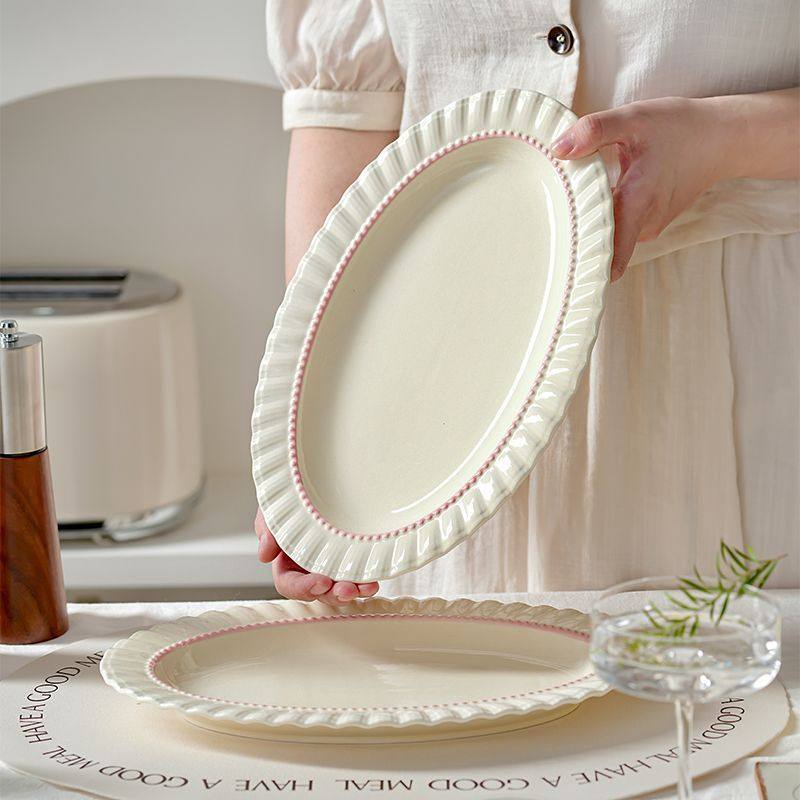 粉佳人鱼盘陶瓷家用2025新款蒸鱼盘子高级感大号鱼盆碗装鱼碟,餐饮具,盘,淘宝优惠券,粉丝福利购,淘宝优惠卷