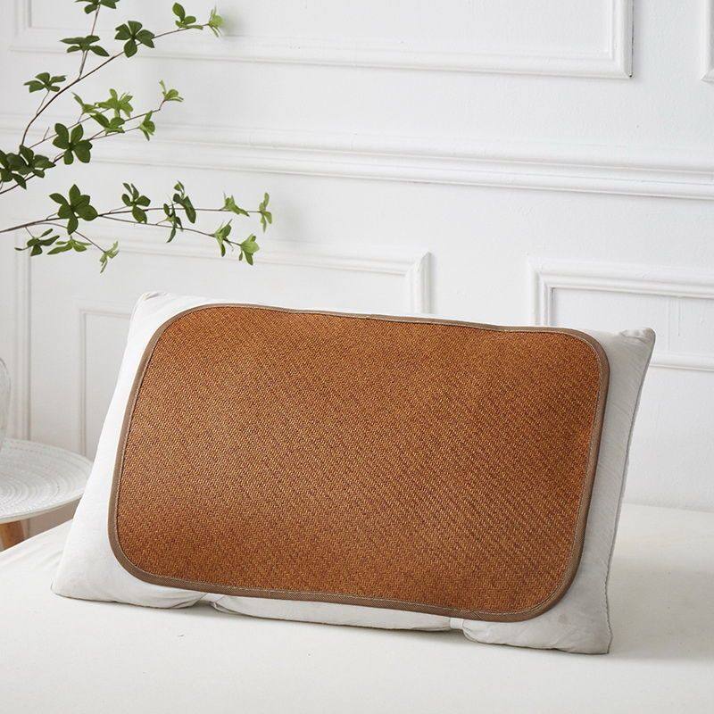 夏季竹席枕片凉席枕头套学生单人冰丝枕片家用枕垫成人藤枕套一对