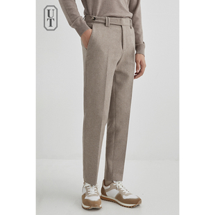 双面羊毛西裤男士宽松直筒2024冬季新款保暖毛呢绒百搭休闲裤子男