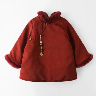 女童旗袍连衣裙秋冬裙子儿童装汉服裙女孩唐装拜年服新年国风礼服