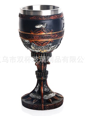 厂家直供权利的游戏啤酒杯高脚杯 冰与火之歌杯子树脂不锈钢内胆