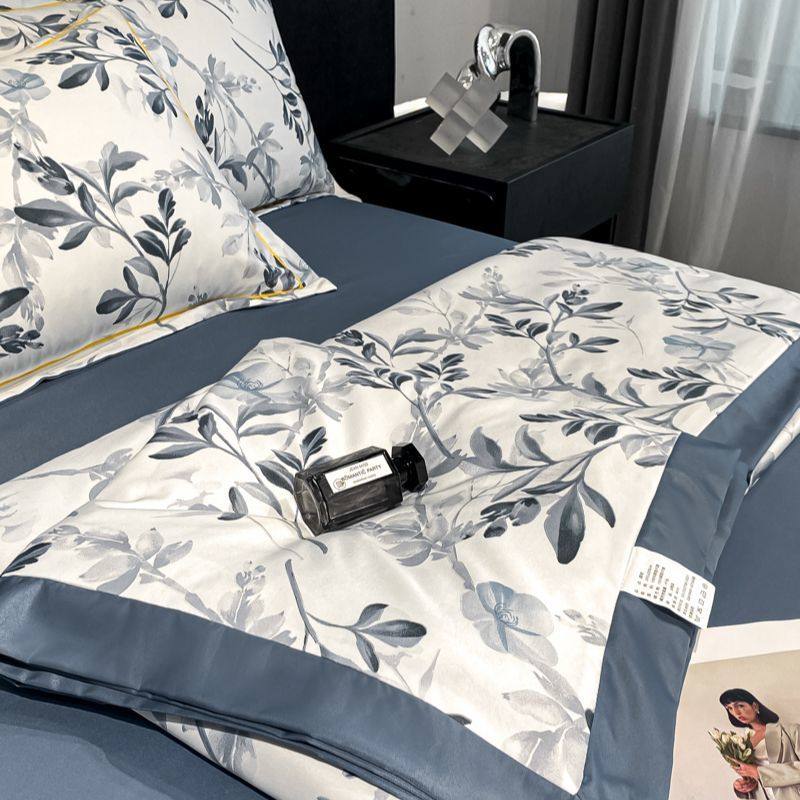 夏季水洗天丝夏被四件套纯色网红款冰丝空调北欧风床上用品