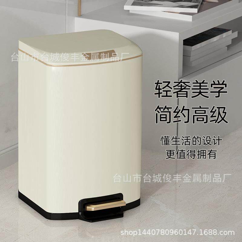 家用客厅厨房办公室环保缓降黑色有盖12升脚踏式圆形不锈钢垃圾桶