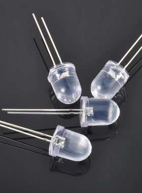 f10mm圆头透明白发红黄蓝绿暖白光长脚粉红色紫灯七彩高亮led灯珠