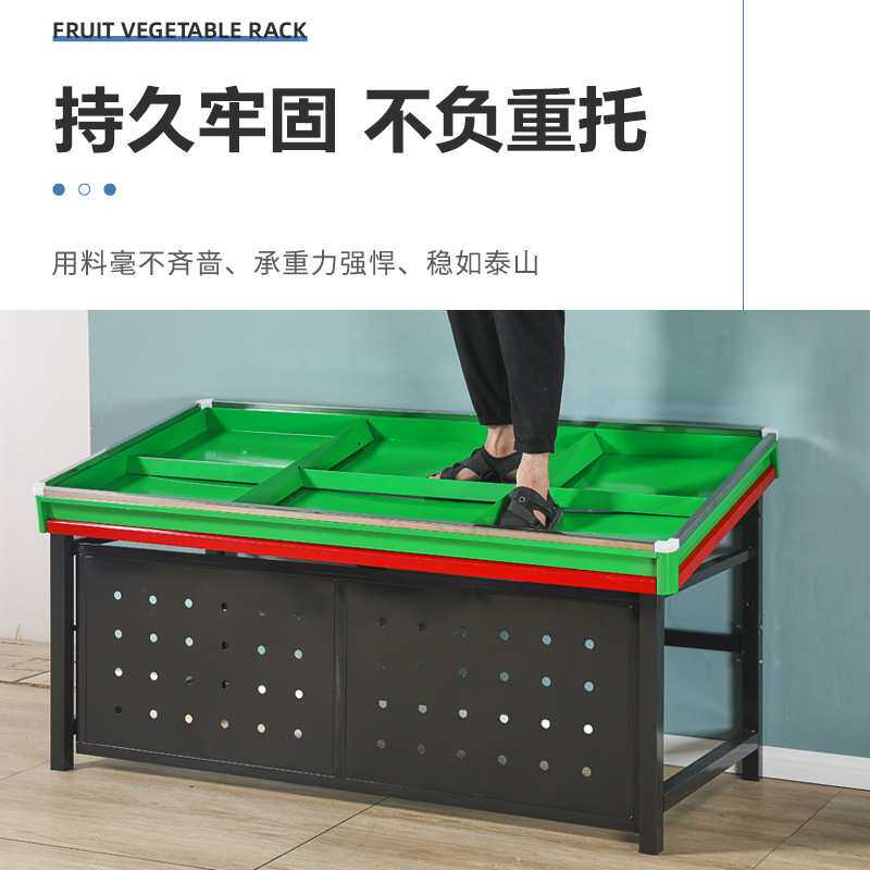 超市蔬菜水果货架加厚蔬菜水果店货架果蔬架双层蔬菜水果展示架L^