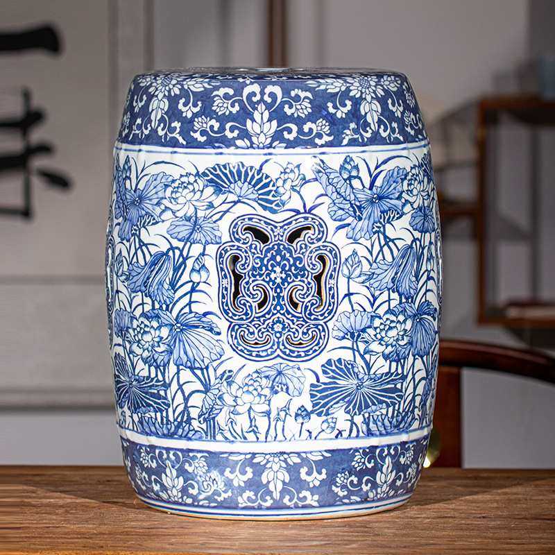 景德镇青花瓷陶瓷鼓凳茶室阳台陶瓷凳新中式陶瓷装饰摆件手工雕刻,鲜花速递/花卉仿真/绿植园艺,其它园艺用品,淘宝优惠券,粉丝福利购,淘宝优惠卷