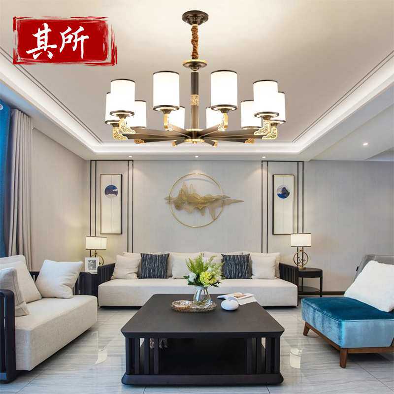 全铜吊灯新中式中国风禅意客厅餐厅灯简约大气卧室灯古典百