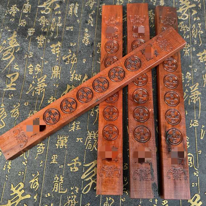 龙虎山书画枣木镇纸书法镇尺宣纸镇尺压精雕图金钱图尺