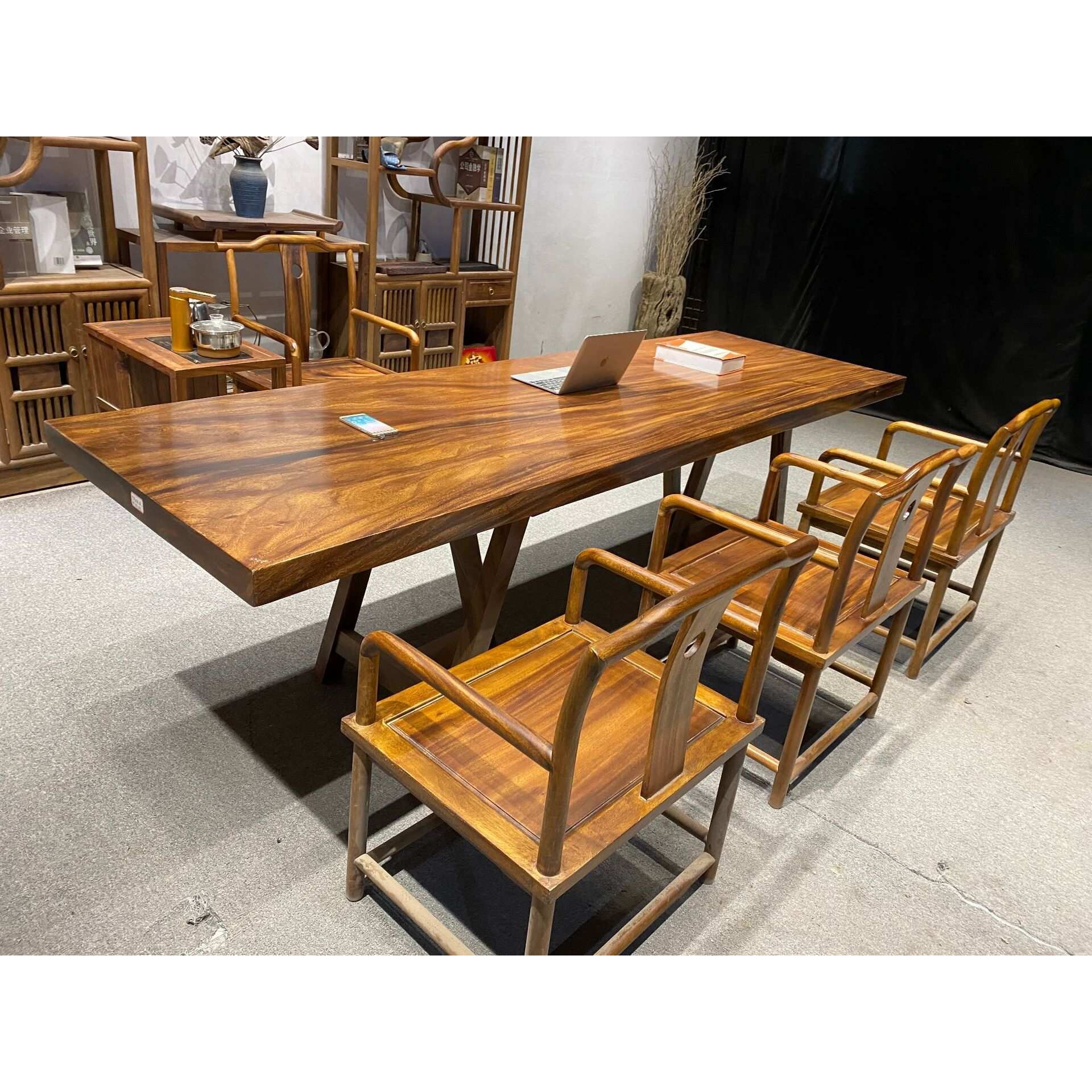 胡桃木茶桌实木大板桌原木画案办公桌茶台餐桌家具