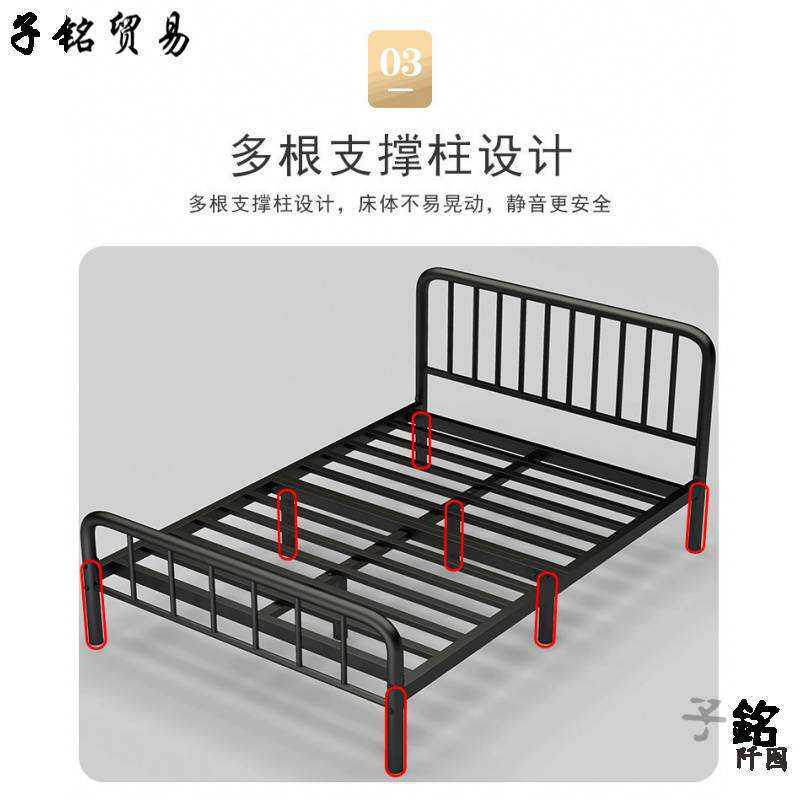 .沙发床铁架加固公主铁艺床双人1.5铁架出租房1.8卧室铁床1.2成人