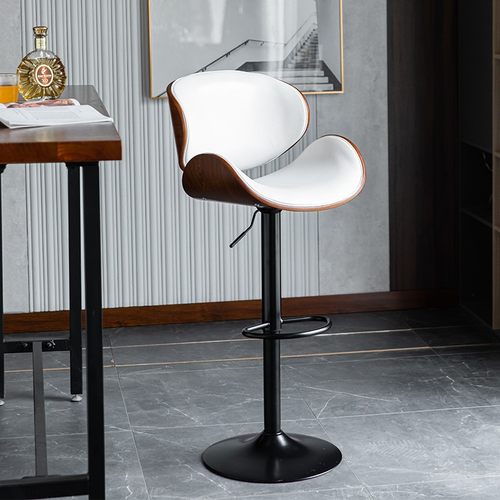 实木吧椅家用升降旋转靠背酒吧椅现代简约高脚铁艺吧台凳前台椅子