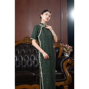 旧事旗袍/半夏/40姆米绢纺香云纱古法平裁无省修身四分袖日常夏款