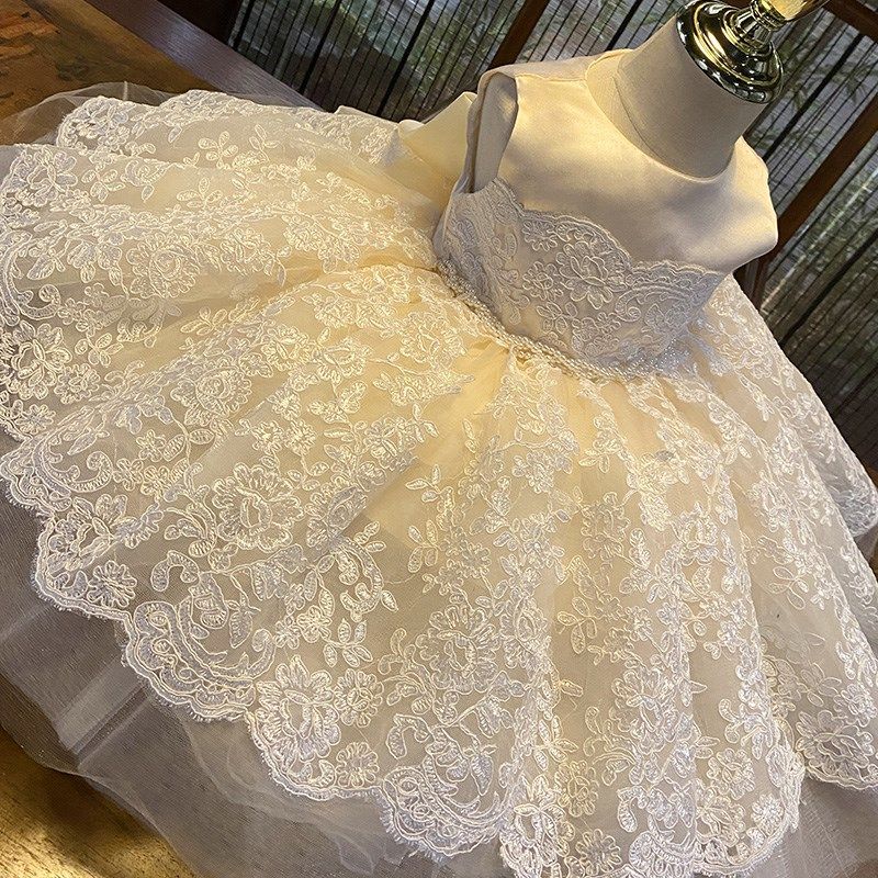 公主裙女童高端礼服钢琴演奏生日花童主持2024新款短袖背心蓬蓬裙