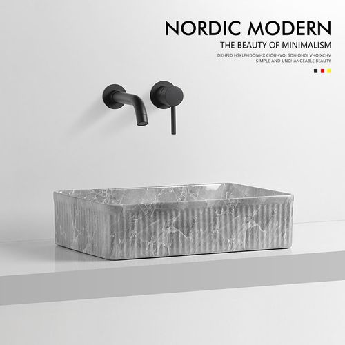 北欧灰色石纹台上洗手盆家用阳台卫生间陶瓷洗手池洗脸盆洗漱面盆