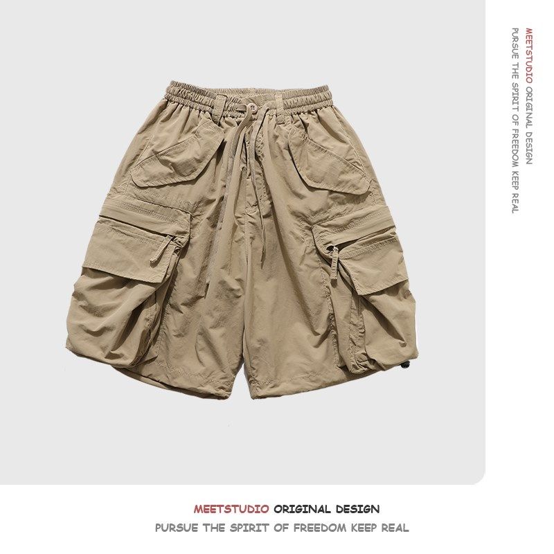 美式 高街 口袋 水洗 工装短裤 男女 休闲 宽松 直筒 阔腿 五分裤,男装,休闲裤,淘宝优惠券,粉丝福利购,淘宝优惠卷