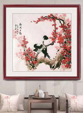 国画斗方字画五福临门客厅书房走廊过道中式方形葫芦装饰挂画