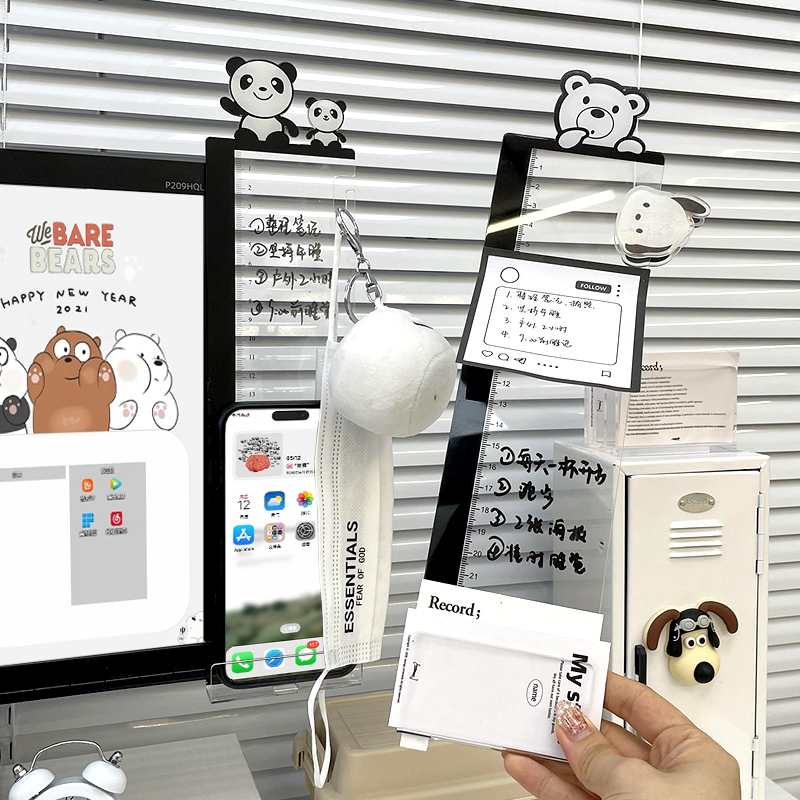 电脑旁边便利贴透m明留言板侧边显示器屏幕记事办公室工作备忘录
