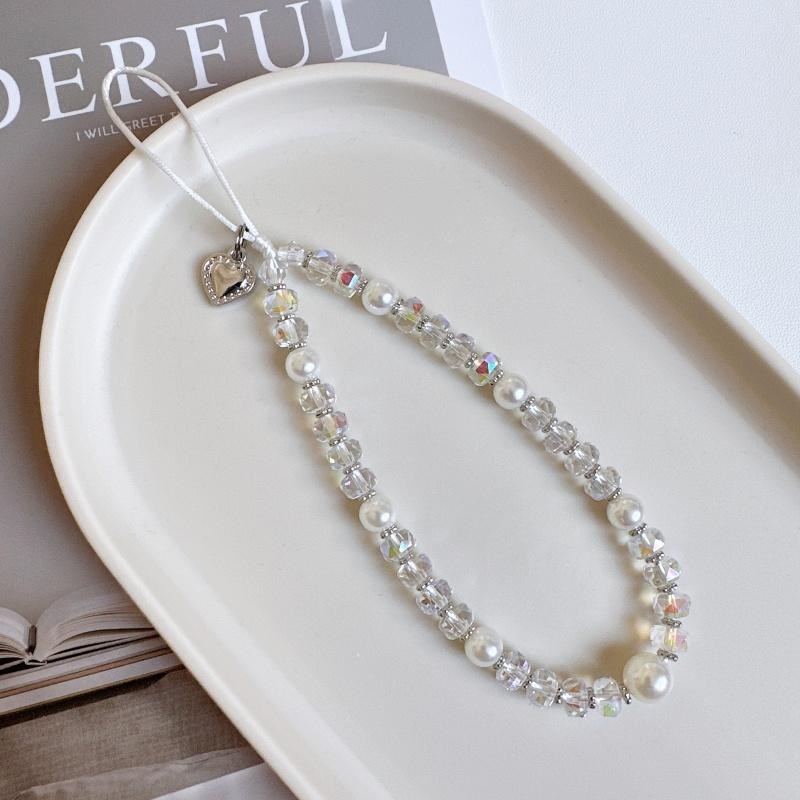 串珠手机挂链仿珍珠水晶手腕绳w 高级感ccd相机创意挂件防丢钥匙