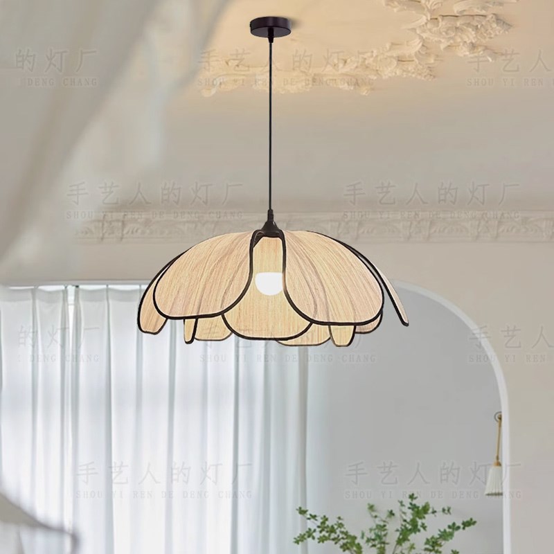 法式奶油风吊灯北欧n简约餐厅客厅卧室日式中古风艺术高级感花瓣