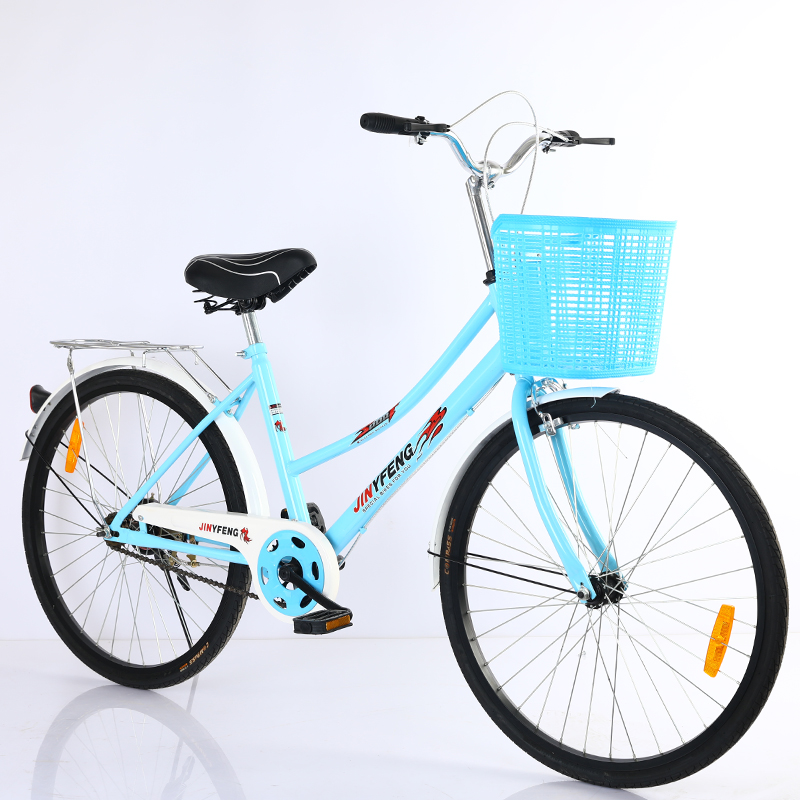 轻便实心胎自行车女式男成年大人学生24J寸免气充上班通勤代步单