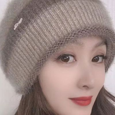 冬季新款针织时尚百搭撞色条纹2302蓓蕾女帽双层加厚保暖舒适柔软