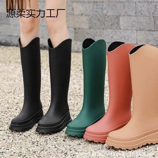 子防水雨靴水鞋冬新款防滑长筒靴胶鞋高筒外穿雨鞋女时尚成人加绒