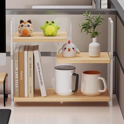 桌面置物架办公桌室台面收纳杯架子亚克力女生工位整理神器小尺寸