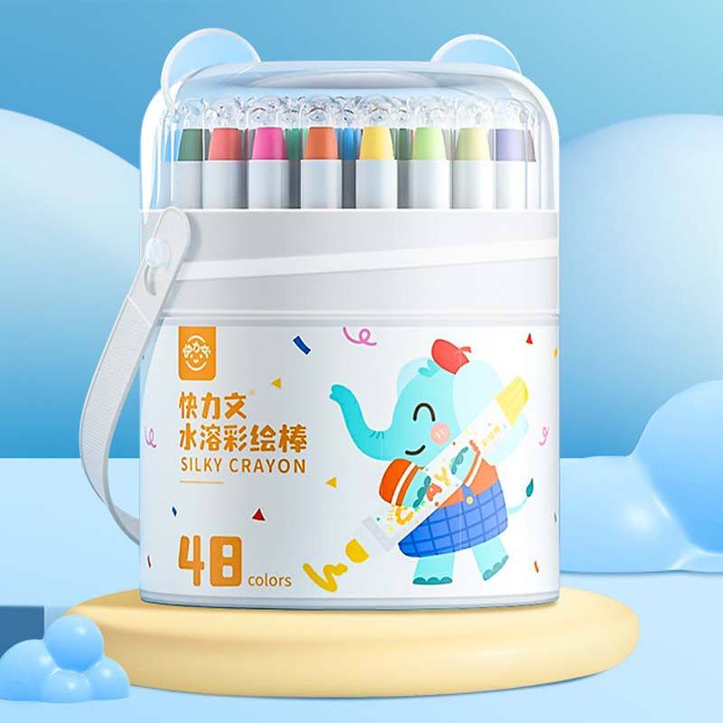 水溶彩绘棒可洗炫彩12色24色36色48色不脏手油画棒恩米蜡笔