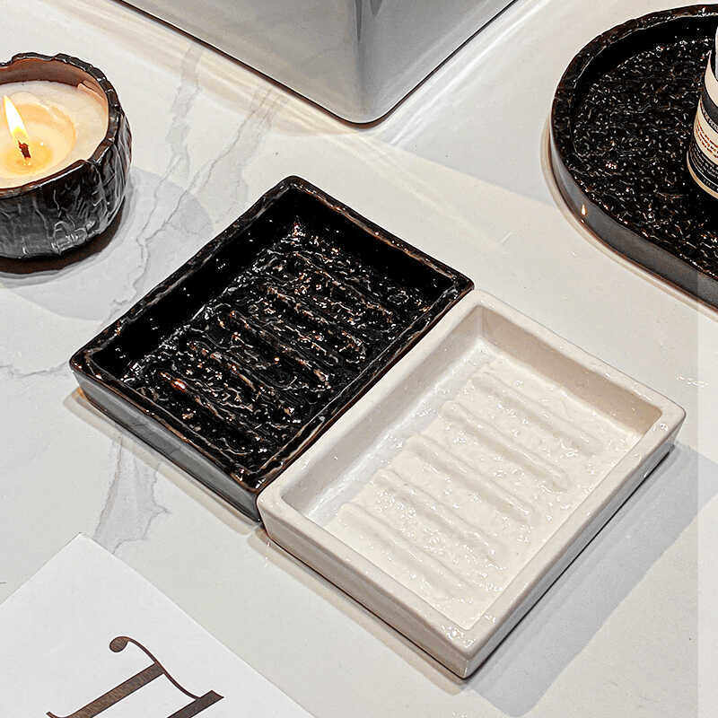 卫生间陶瓷香皂盒子厕所放肥皂盒家用置物架洗衣皂肥罩香罩盒沥水