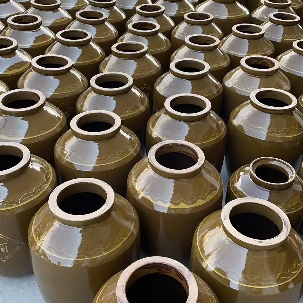 窖藏密封酒坛子 土陶加厚酒坛老式存酒酒缸陶瓷酒罐带盖50/200