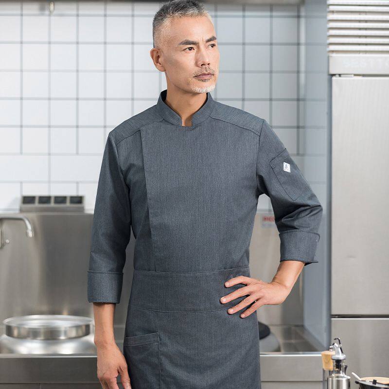 酒店餐厅厨师服长袖食堂后厨工作服上衣烘焙西餐厅厨房工装秋冬男