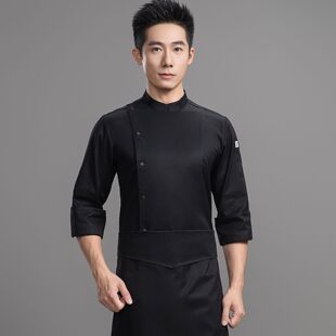 星级酒店厨师长工作服男长袖秋高端餐厅主厨烹饪大师行政总厨服装