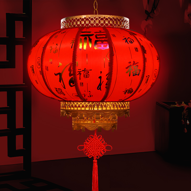 羊皮中式餐饮新年k灯笼大门口圆高档别墅防水吊灯茶楼户外饭店复